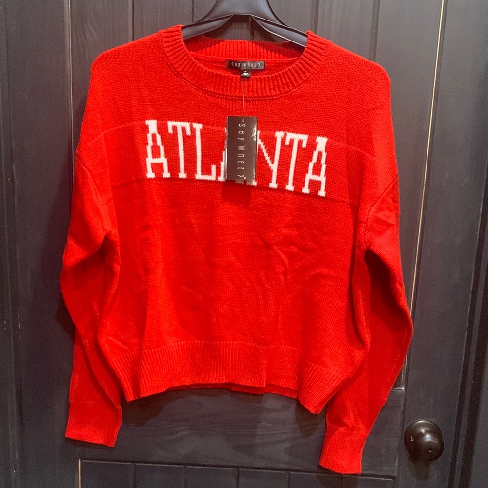 Say What? Red Atlanta Sweater NWT size medium